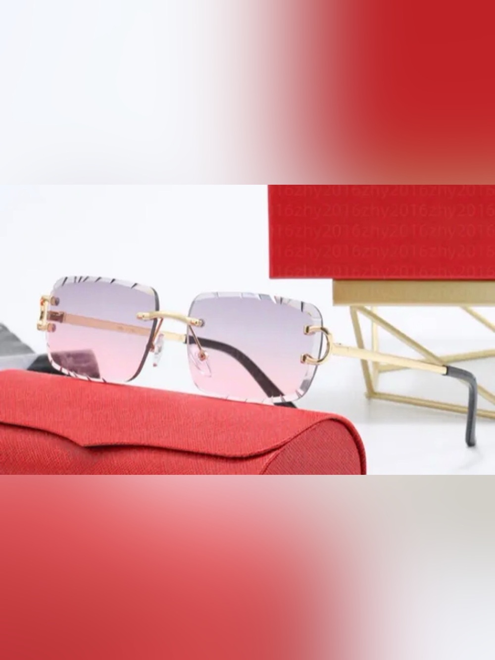 Cartier Big C Glasses with Diamond Cut Lenses and Gold Frame